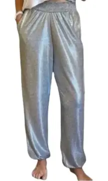 Anthropologie Silver Sparkly High RIse Joggers Size Large
