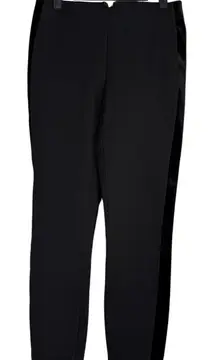 J. Crew Tuxedo Velvet Stripe Mid Rise Ankle Pants Back Zip Up Exposed 2 Black