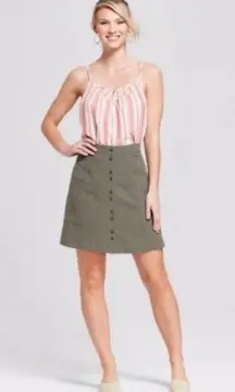 Universal Thread Women’s Mini Skirt S Linen Blend Army Green Summer Pockets