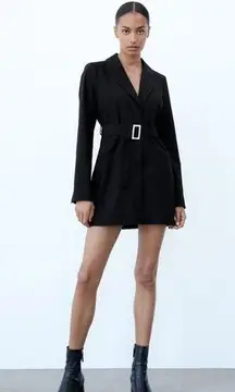 Zara Belted Blazer Black Dress