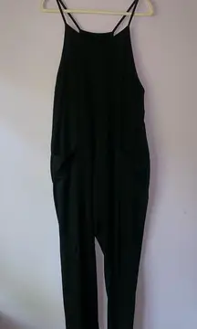 Black Pants Jumpsuit M Jersey Knit Racerback Pockets