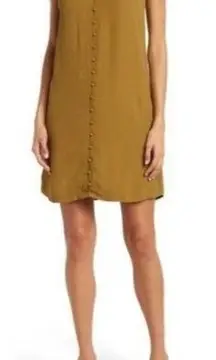 Madewell  heather button front spiced olive sleeveless mini dress