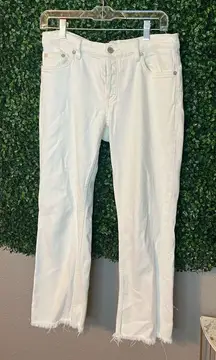 Free People Ankle Fray White Jeans Size 29