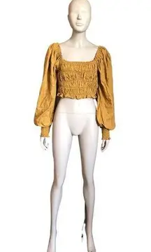 NWT A Loves A Straw Brown Long Sleeve Crop Top