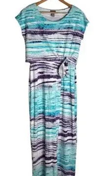 Chico’s Maxi Dress Coastal Size Small Summer Colorful Blue Purple Beach