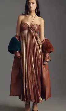 Anthropologie Plissé Halter Dress