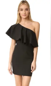 Black One Shoulder Ruffle Mini Dress