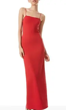 Red Bright Poppy Nelle Spaghetti Strap Maxi Cut Out Dress