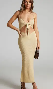 Weworewhat KNOTTED MAXI IN TAUPE