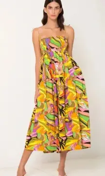 S/W/F SWF birds of paradise A line maxi/ midi dress sz S
