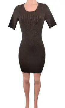 NWT MICHAEL‎ STARS Mae Scoop Neck Dress Size LARGE PETITE Chestnut Shimmer Brown