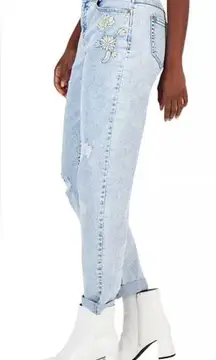 INC International Concepts Women’s Mid Rise Embroidered Boyfriend Jeans 8