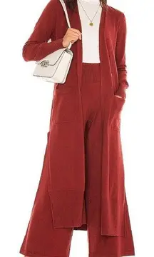 Ribbed Duster Cardigan in Terracotta