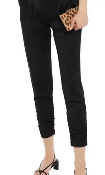 ALICE + OLIVIA Employed Women’s Black Silk Pleated Slim Cuffed Trouser