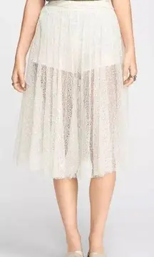 Lace Wide Leg Culottes Shorts Sheer Lacy Pants Ivory Boho Womens 10