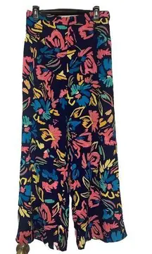 Sugar Lips Wide Leg High Waist Floral Fully Lined Pull On Pants Size M (X24)