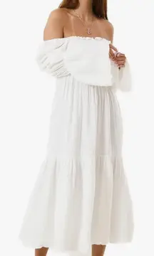 NOTHING FITS BUT Seine Maternity Gown Cotton Gauze Nursing Off Shoulder Sz S/M