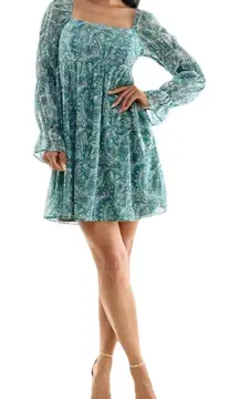 Jolt Mini Dress‎ Womens M Floral Babydoll Bell Sleeve Boho Feminine Y2K Cottage