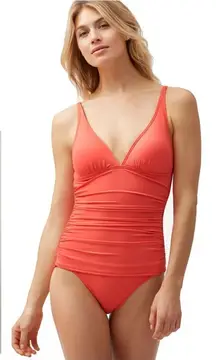 New. Tommy Bahama Over-The-Shoulder V-Neck One Piece, Paradise Coral