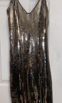 Gold And Black Sequin Dress