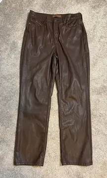 Women's Judy Blue Brown Faux Leather Straight Leg Pants Size 13