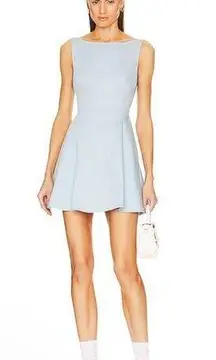 NEW NWT  Stretch Cotton Sateen Mini Dress In Blue