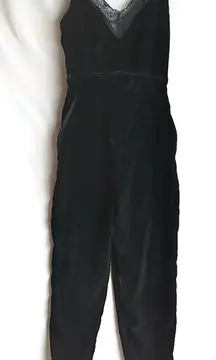 H&M Velvet Jumpsuit Size 2 Lace Trim Spaghetti Strap
