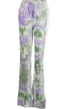 Find Me Now Purple Green Grey Tie Dye Pull On Wide Leg Pants NWT