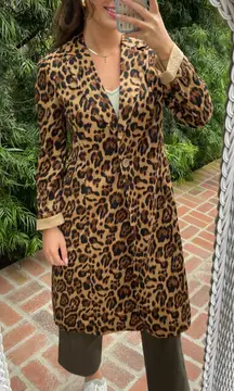 Vintage  Wome Cheetah Coat Long Jacket Lined Size 8