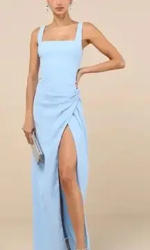 Lulus Glamorous Disposition Light‎ Blue Ruched Maxi Dress