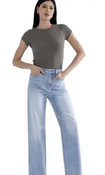 Mica Los Angeles Super High Rise Straight Leg Jeans Size 31 Loose Fit