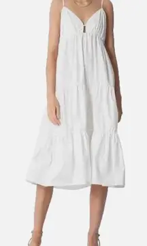 TART White Tiered‎ Midi Sundress Spaghetti Strap Keyhole Neckline Size XS