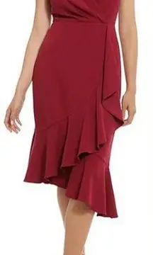 Flutter Sleeve Surplice Midi Dress