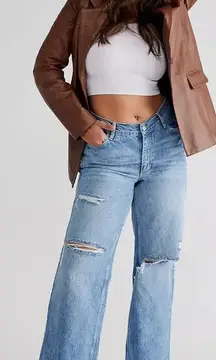 Free‎ People CRVY Fever Pitch Boyfriend Jeans Medium Wash Distressed Size 27