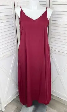 Zanzea Maxi Slip Dress Maroon Red 12 Sleeveless