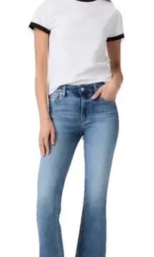 PAIGE Colette Crop Flare Frayed Women's Blue Jeans Size 24