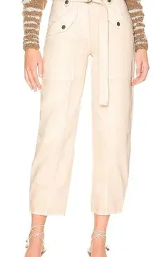 Ulla Johnson waverly denim pant jeans belted oat cream colorway STAINS 4 cotton