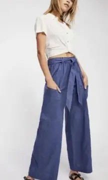 Free People Bluebell Belted Wide Leg Pants Linen Blend‎ Size XS