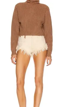 RtA Beau Turtleneck Sweater Desert Sand XS Distressed Knit Street wear pullover