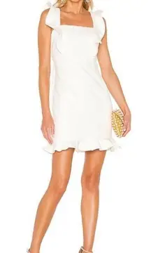 Revolve Ashley Frill Mini Dress White, Open Back