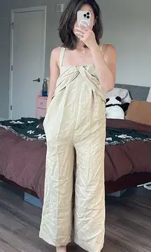 New COS linen blend oversized beige overalls jumpsuit