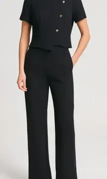 Vintage Black Jumpsuit Heart Button Evan Picone Size 6