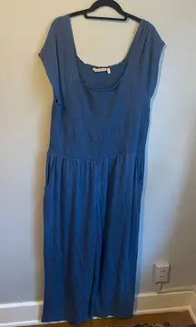 Soft Surroundings Blue Smocked Jumpsuit