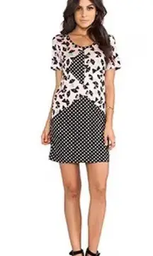 Marc Jacobs Amelia Geometric Pink Black Lyocell Jersey Knit Dress Size M