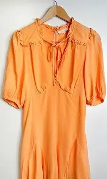 Olivaceous Romper Size Medium Womens Orange V Neck Tie Front 2/4 Sleeve