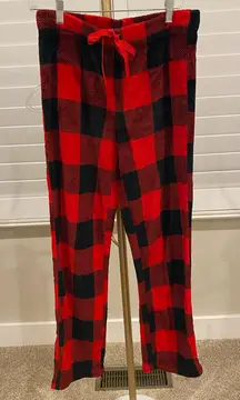 Pajama pants fleece red black flannel