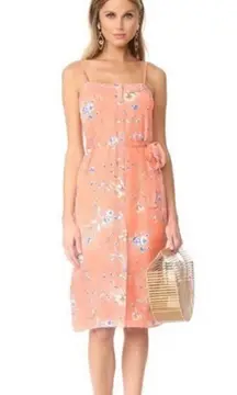 Womens Ali & Jay Peach Flower Frolicking Printed Sleeveless Button Dress - Sz M