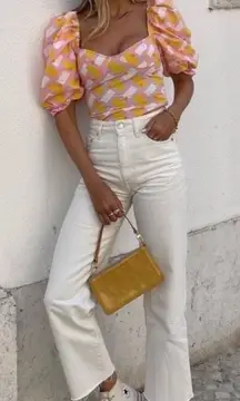 EUC Zara **Bloggers Fav** Printed Poplin Puff Sleeve Bodysuit Size Medium