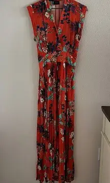 RAVN Maxi High Slit Romantic Floral Gala Maxi Dress Small