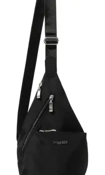 Baggallini Sling Crossbody Shoulder Travel Bag Black Nylon Purse Tote Backpack